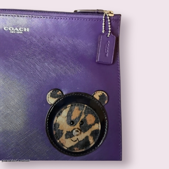 Coach Darcy Large Clutch w/Leopard Bear Patch, NWOT - Picture 2 of 6
